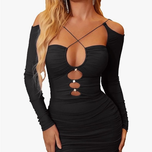 Colysmo long sleeve cutout cocktail body con size L - Picture 2 of 5
